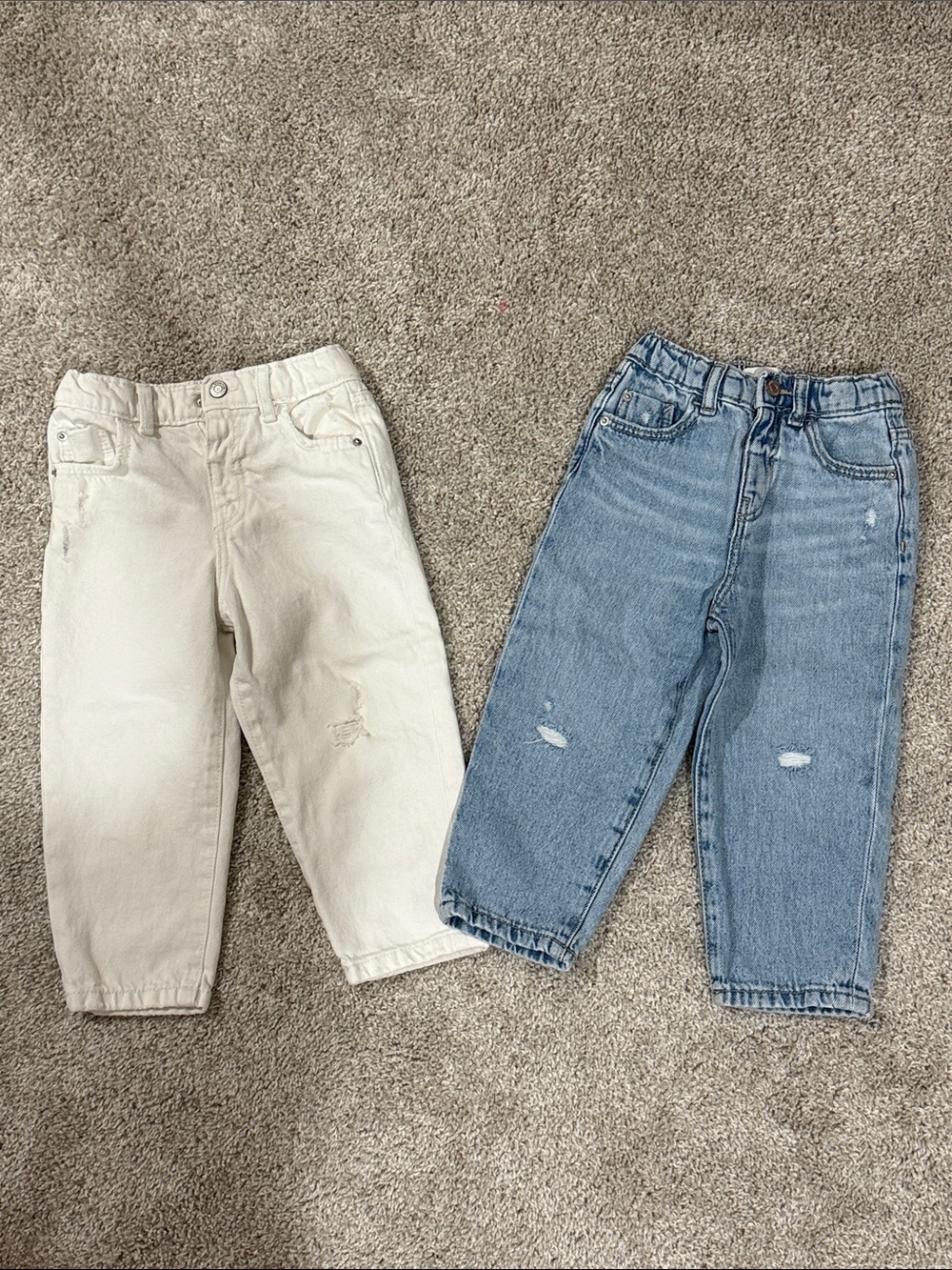 Zara Kids Relaxed Fit Jeans - White & Denim
